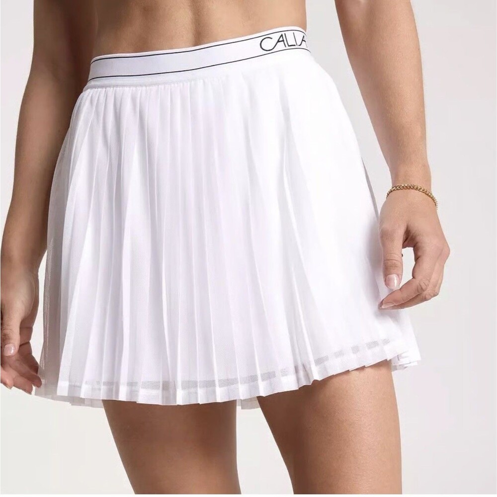 Calia Court High Rise Skort Womens Small White Pleated Athletic Tennis UPF 50